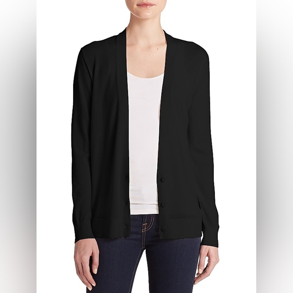 Theory The Classic Black Open Front Cardigan *Wool*On Sale*